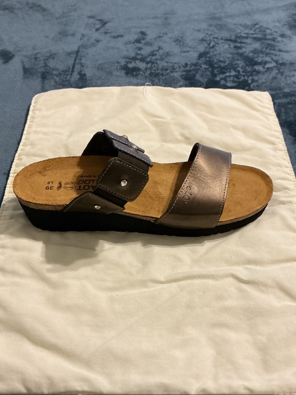 Naot Women's Double-Strap Metallic Bronze Slide Sandal